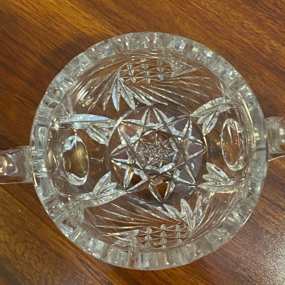 Vintage American Brilliant Cut Crystal Heavy Sugar  Bowl with Handles 4” - Picture 3 of 9